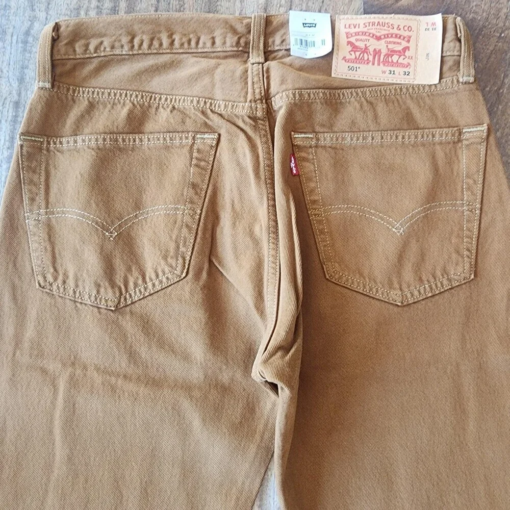 Levi's 501 Original Jeans Mens 31x32 Brown Straight Button Fly Cotton Denim